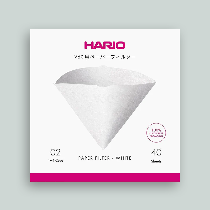 White Hario V60 Filter Papers in Size 02.